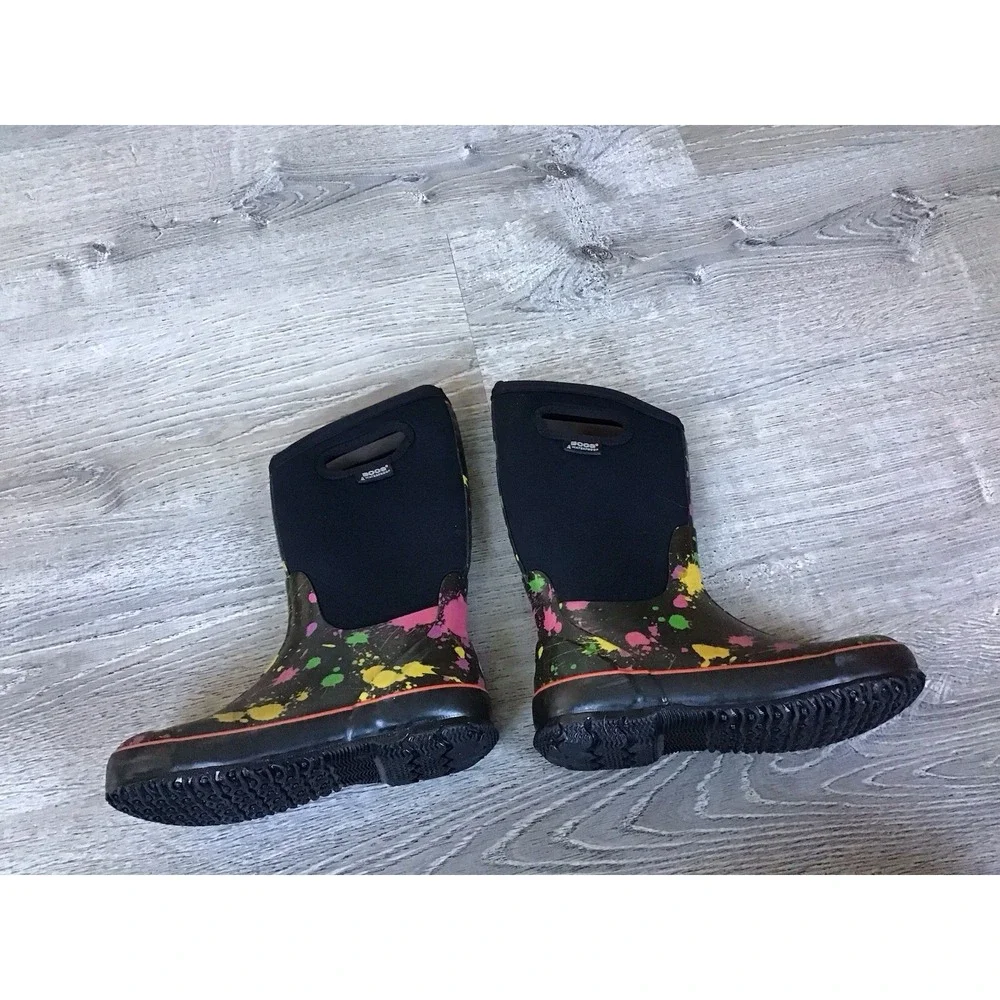 BOGS Youth Size 5 Classic Paint Splat Pull On Winter Snow Boots Kids Boot